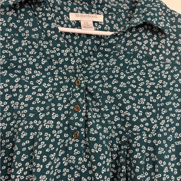 Motherhood Maternity Floral Teal Women's Top - Picture 2 of 2